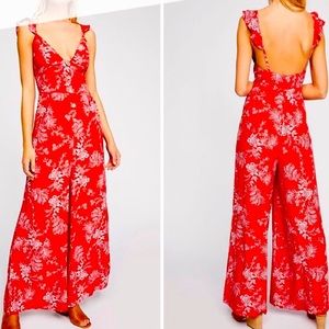 NWT Free People Red Ruffle Jumpsuit